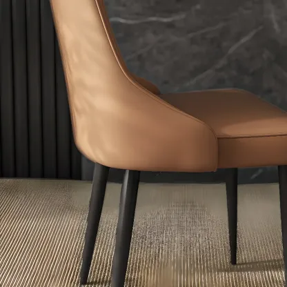Modern Armless Faux Leather Upholstered High Back Dining Chair Image - 6