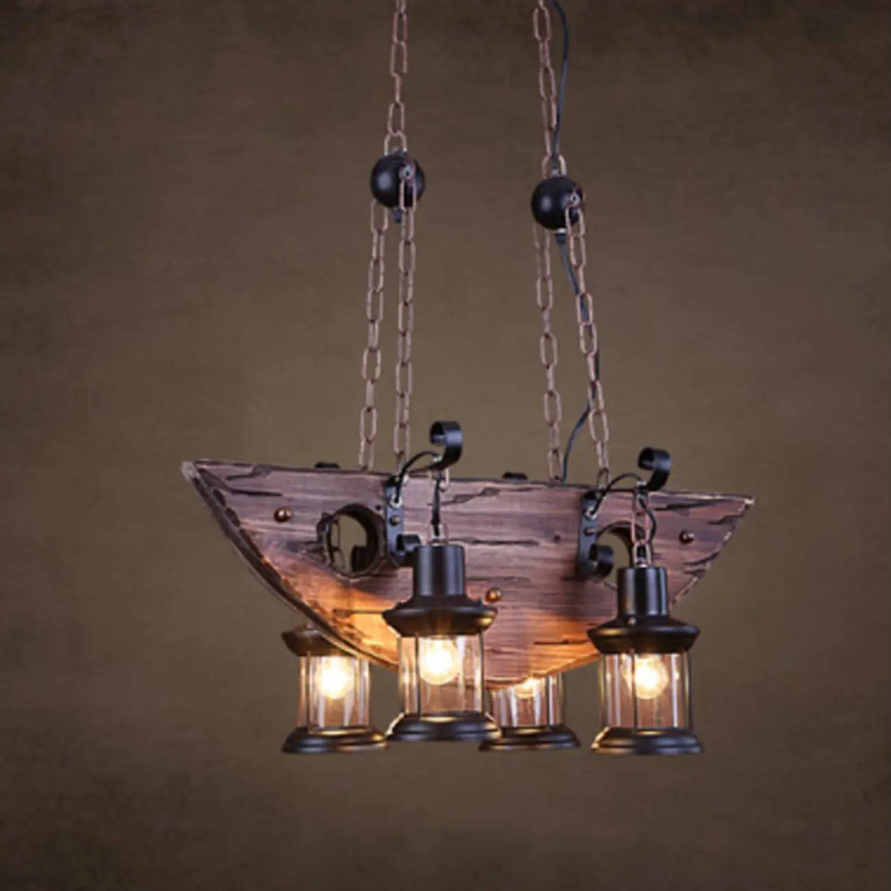 Industrial Island Light Brown Steampunk Cylindrical Pendant Light Image - 5 | homeyfad