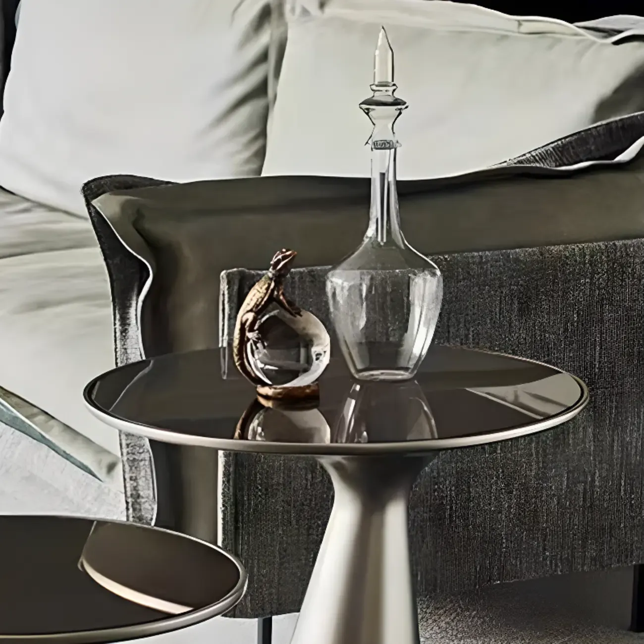 Modern Round Metal and Glass Side Table for Living Room Image - 8