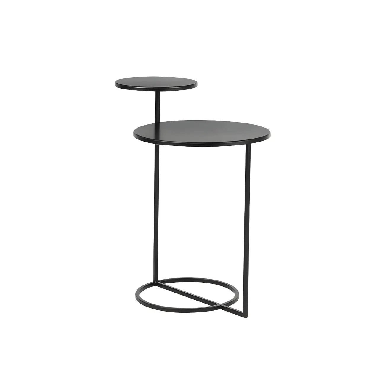Simple Round Metal Bedside Table in Black with Shelf  Image - 8 | homeyfad
