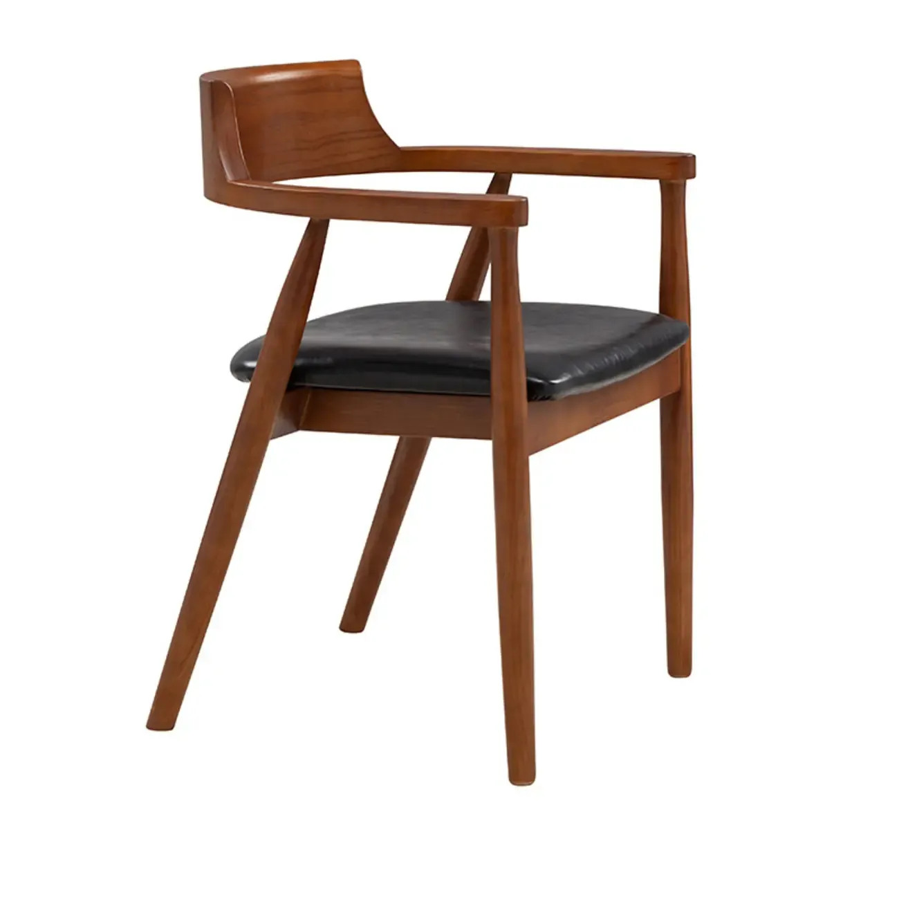 Simplistic Leather Upholstered Dining Chair Wooden with Armrest Image - 14