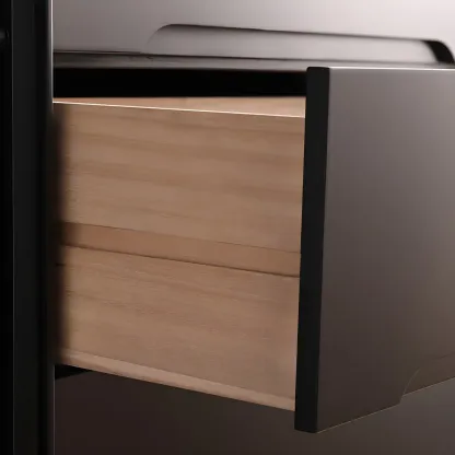 Retro Black Wood Dresser with Drawers for Bedroom Image - 16