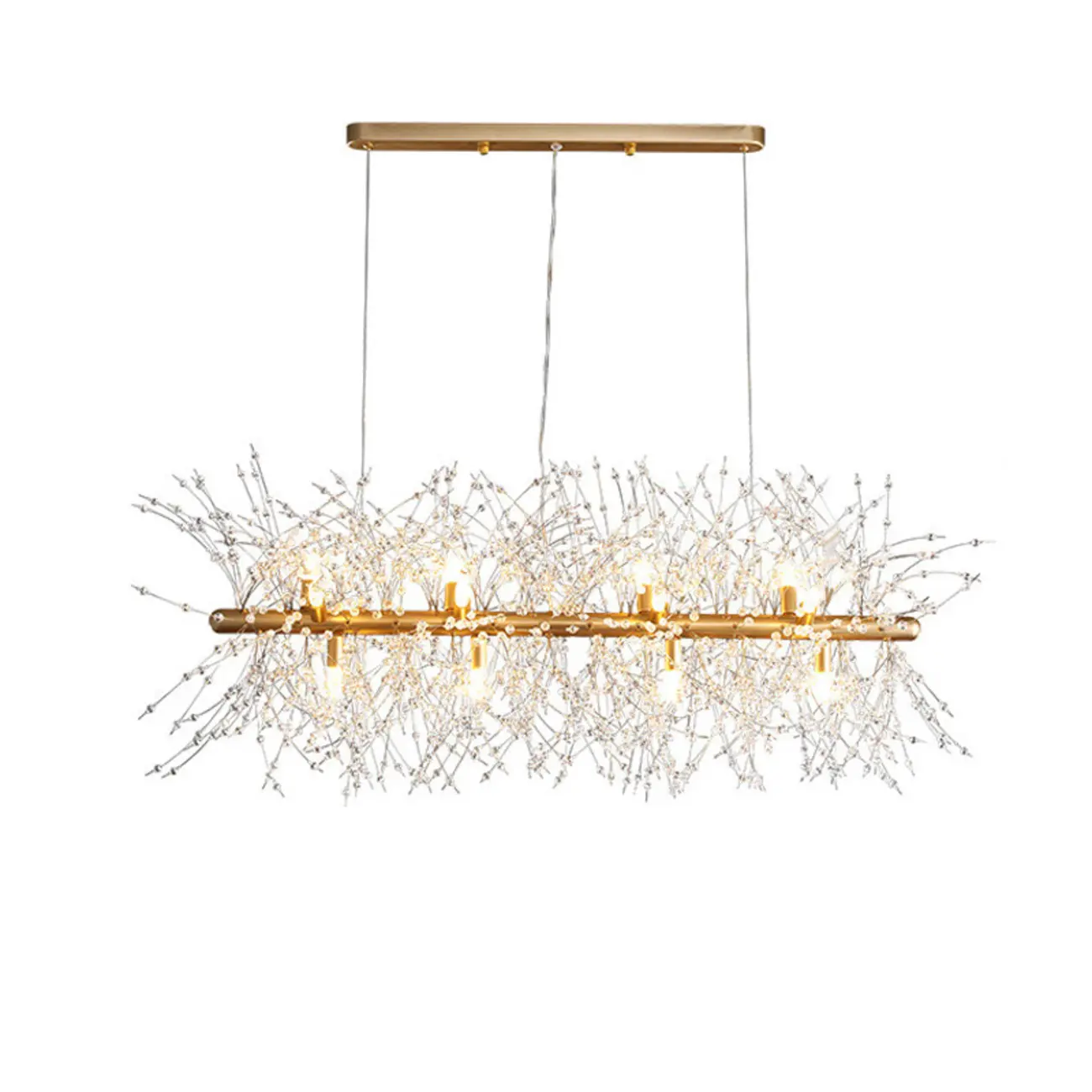Golden Geometric Crystal Island Light Adjustable Hanging Length Image - 5 | homeyfad