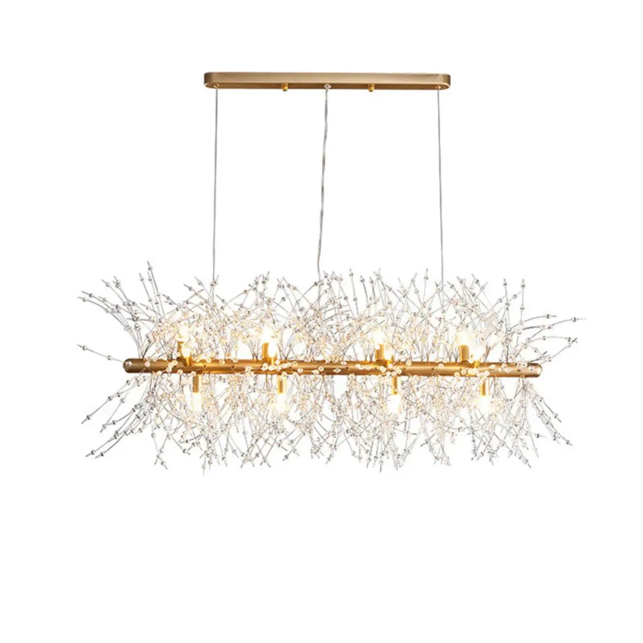 Golden Geometric Crystal Island Light Adjustable Hanging Length Image - 5
