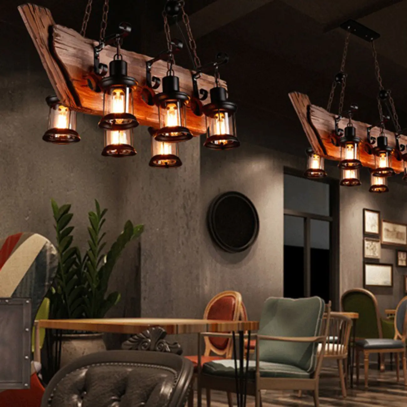 Industrial Island Light Brown Steampunk Cylindrical Pendant Light Image - 6 | homeyfad