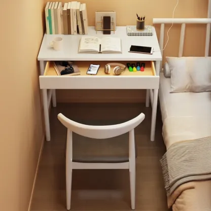 Modern Wooden Kids Writing Desk with Drawer and Chair Set Image - 4