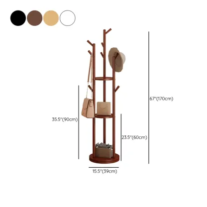 Modern Rotating Wooden Coat Rack with Shelves #size