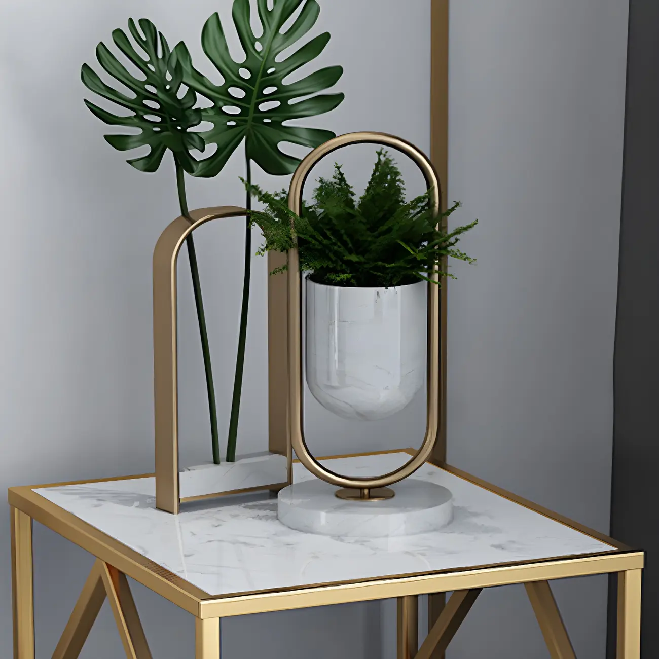 Luxury Bedside Table with Metal Frame in Black Stone Countertop Image - 12 | homeyfad