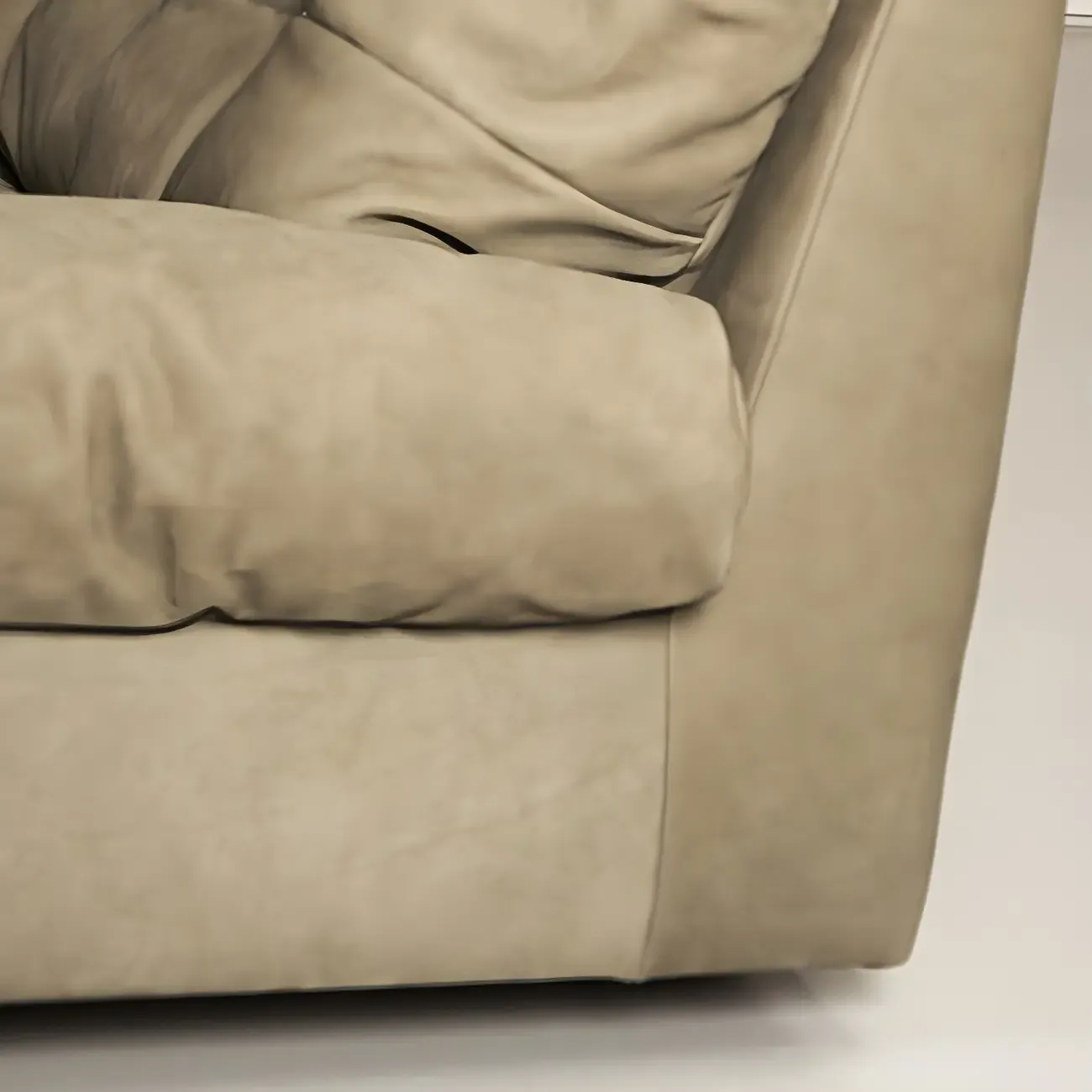 Modern Off-White Tufted Leather Sectional Sofa for Living Room Image - 7