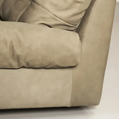 Modern Off-White Tufted Leather Sectional Sofa for Living Room Image - 7