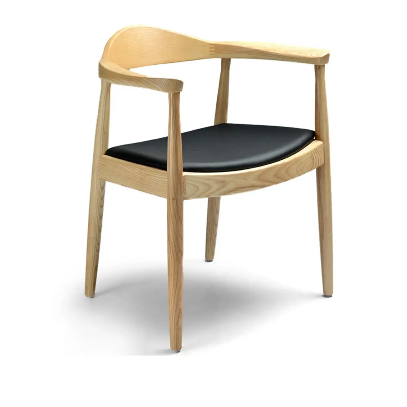 Simplistic Leather Upholstered Dining Chair Wooden with Armrest Image - 15