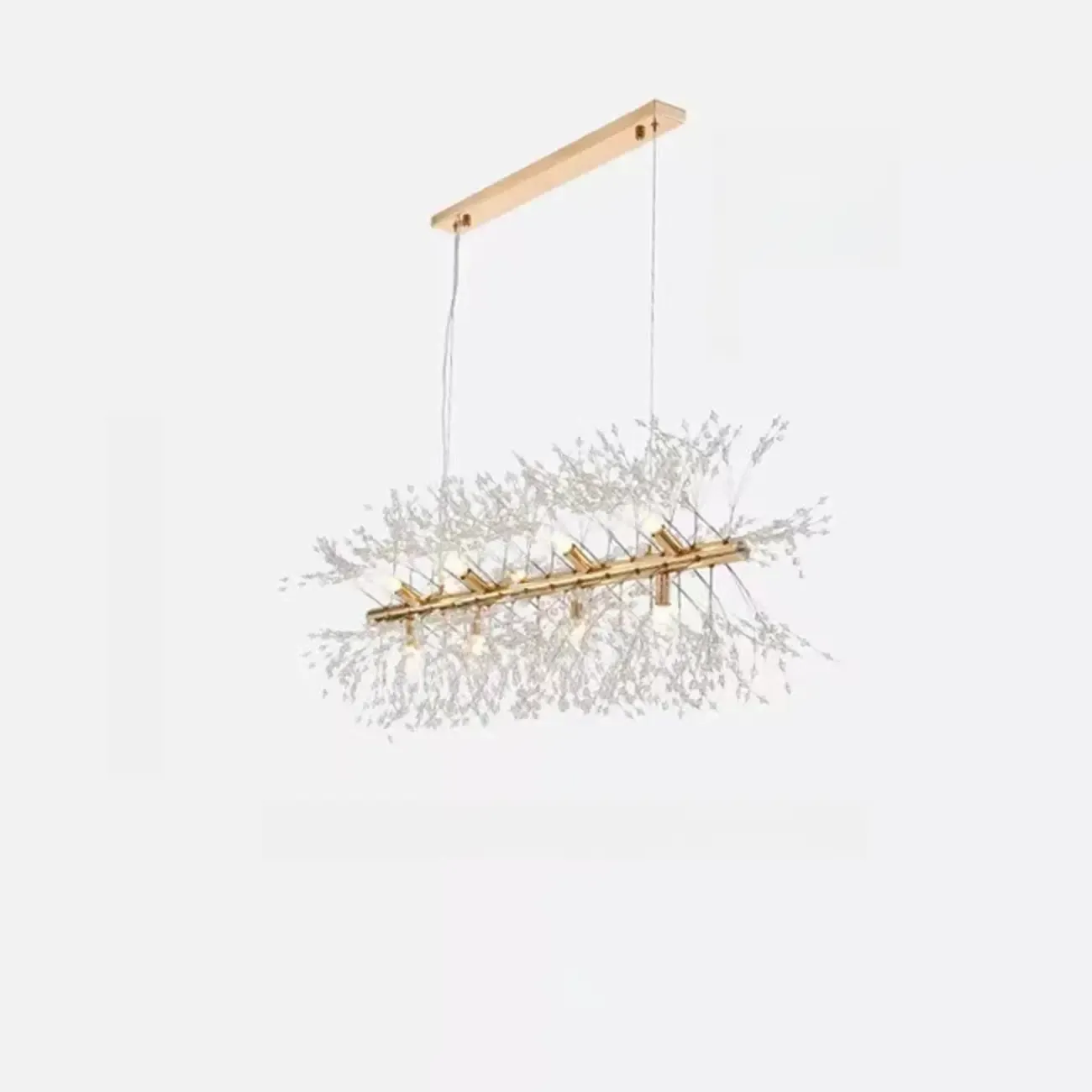 Golden Geometric Crystal Island Light Adjustable Hanging Length Image - 6
