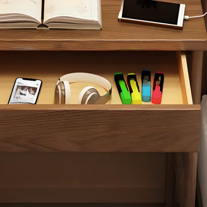 Modern Wooden Kids Writing Desk with Drawer and Chair Set Image - 5