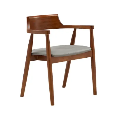 Simplistic Leather Upholstered Dining Chair Wooden with Armrest Image - 16