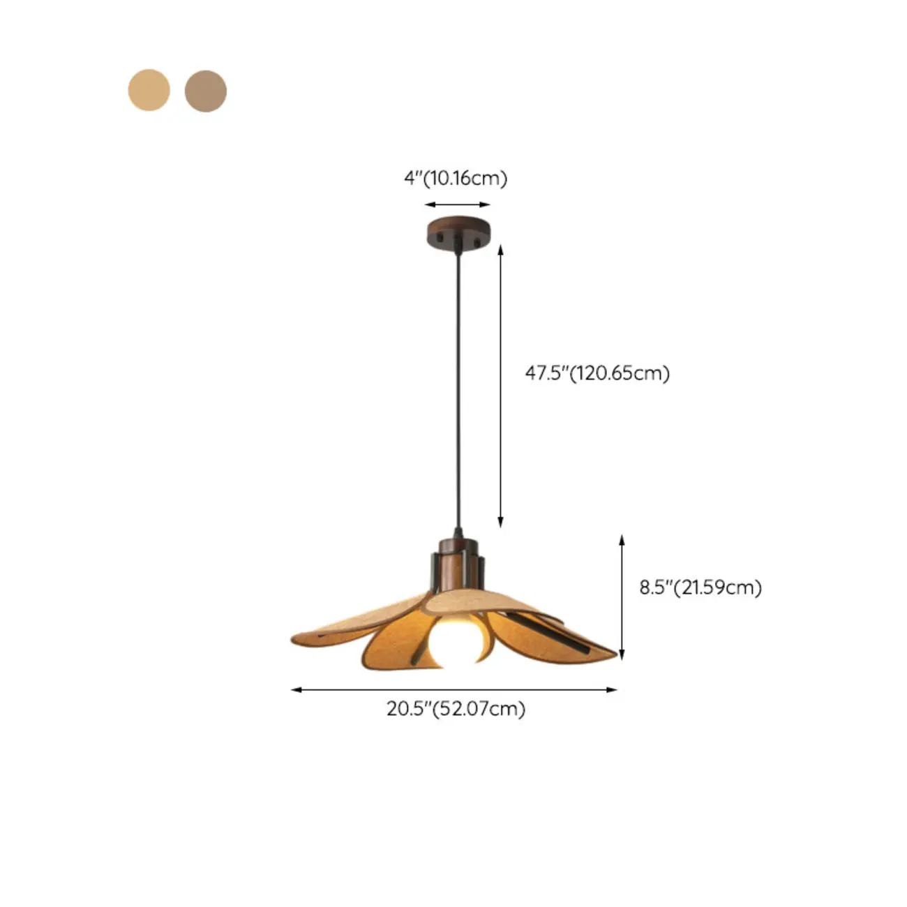 Walnut Wood Flora Pendant Light for Dining Room. #size | homeyfad