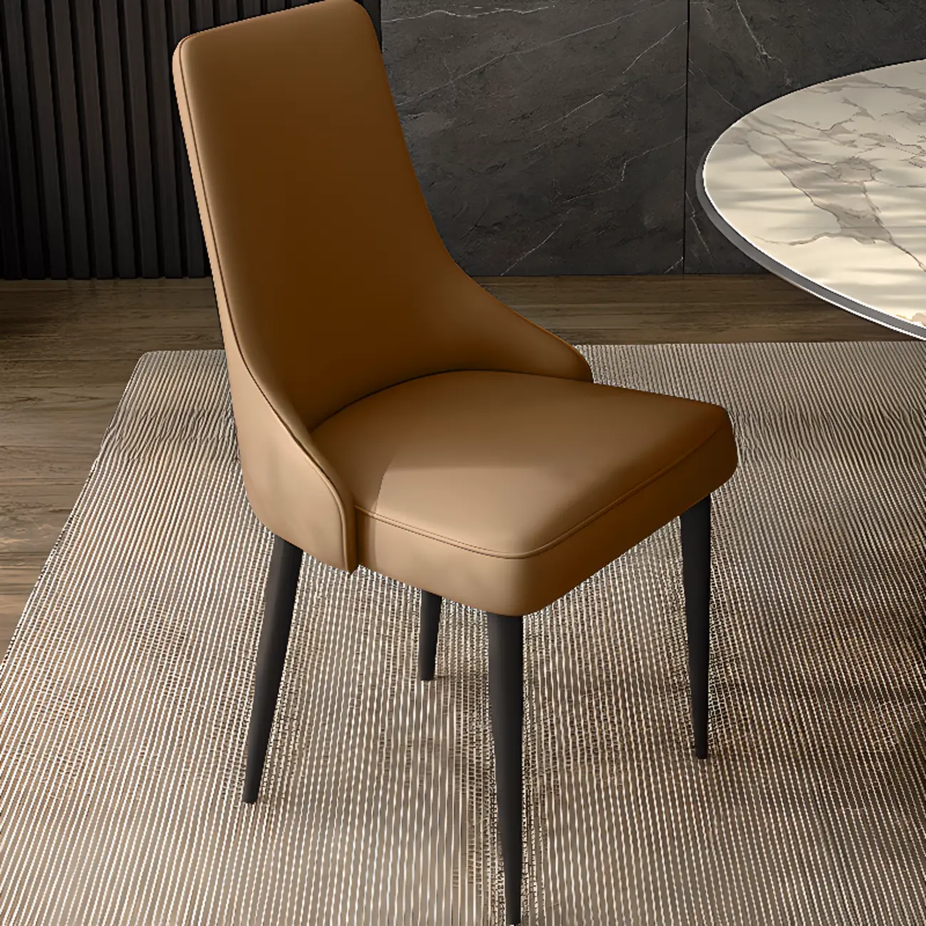 Modern Armless Faux Leather Upholstered High Back Dining Chair Image - 8 | homeyfad