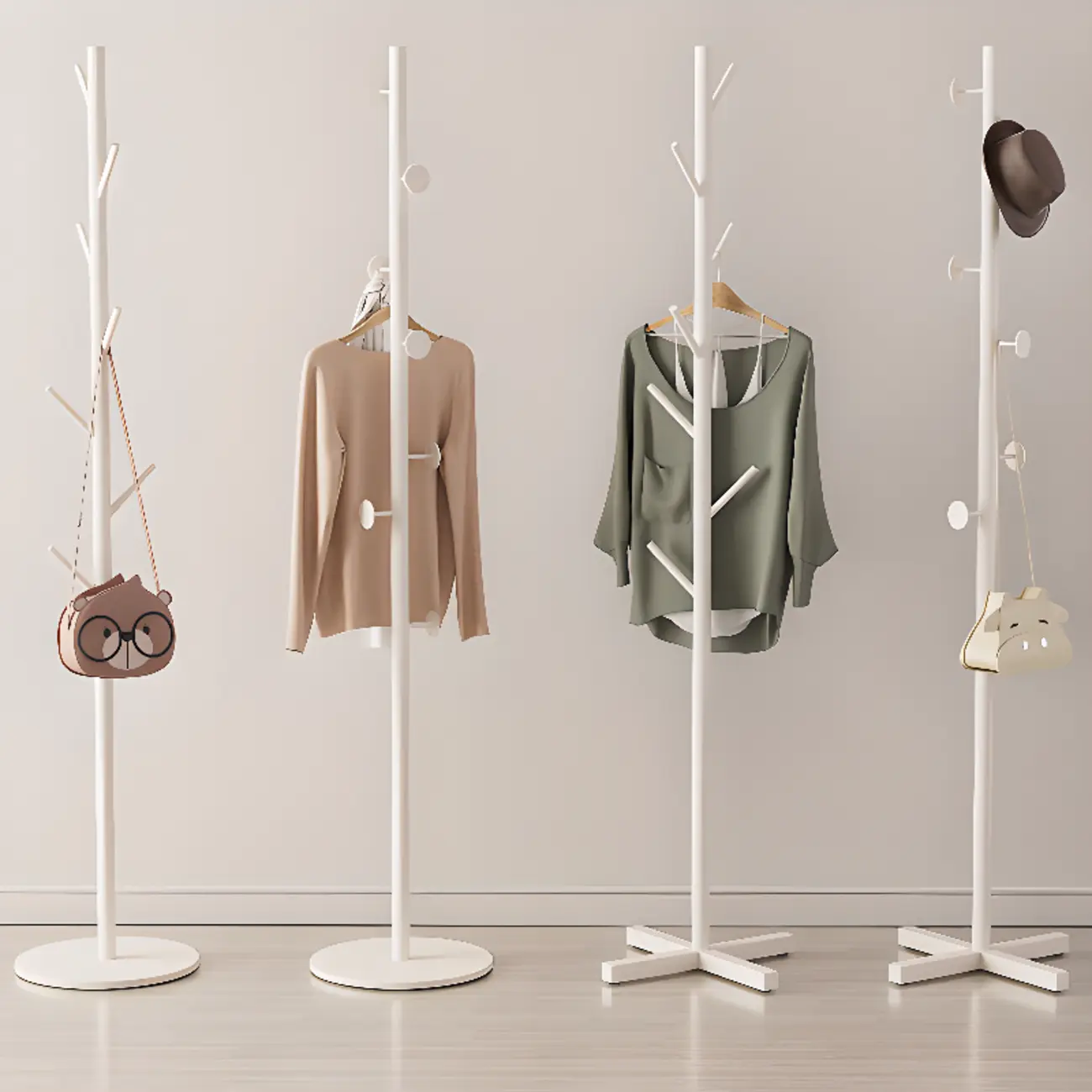 Modern White Freestanding Metal Coat Rack Image - 1 | homeyfad
