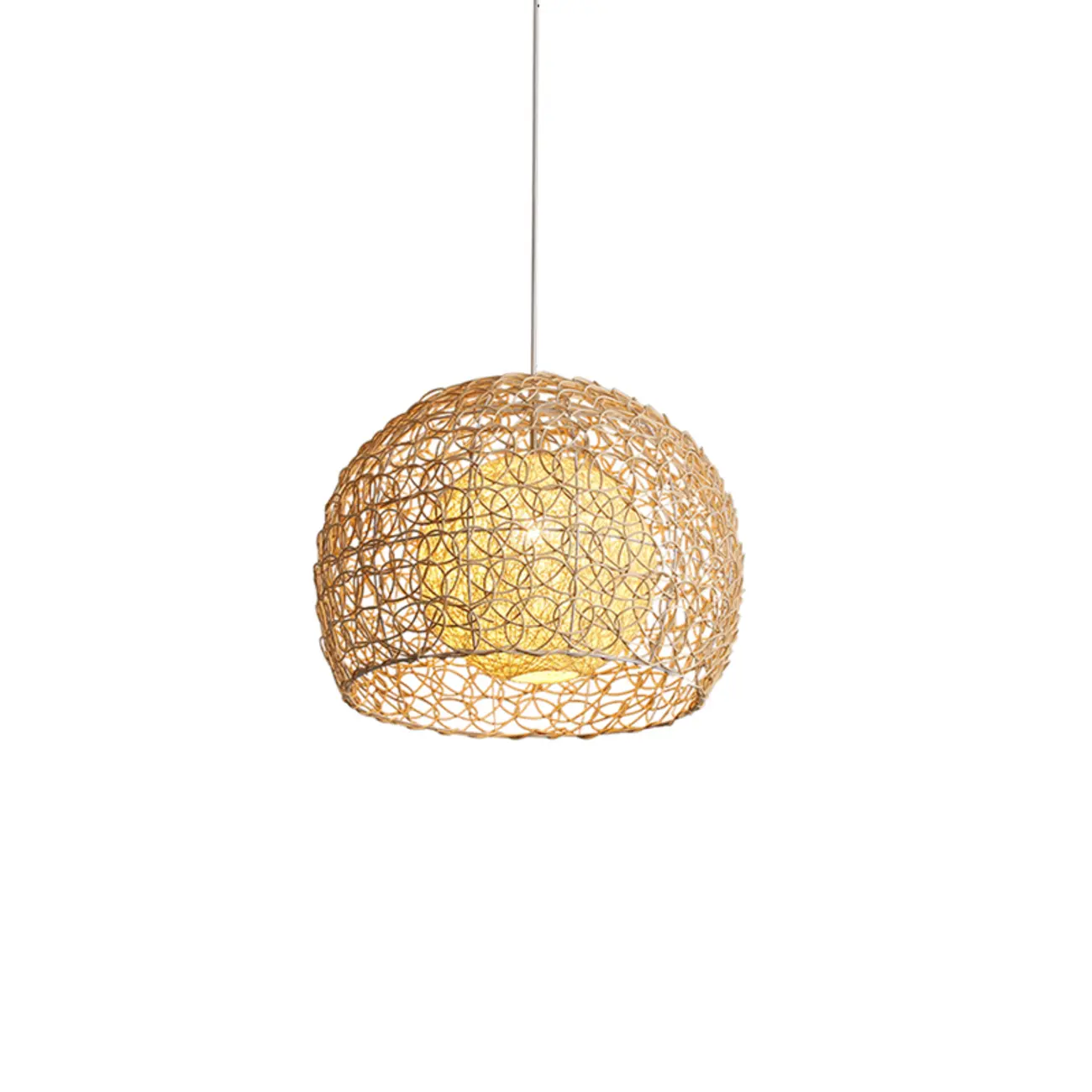 Japanese Rattan Round Lantern Pendant Light for Dining Room Image - 2 | homeyfad