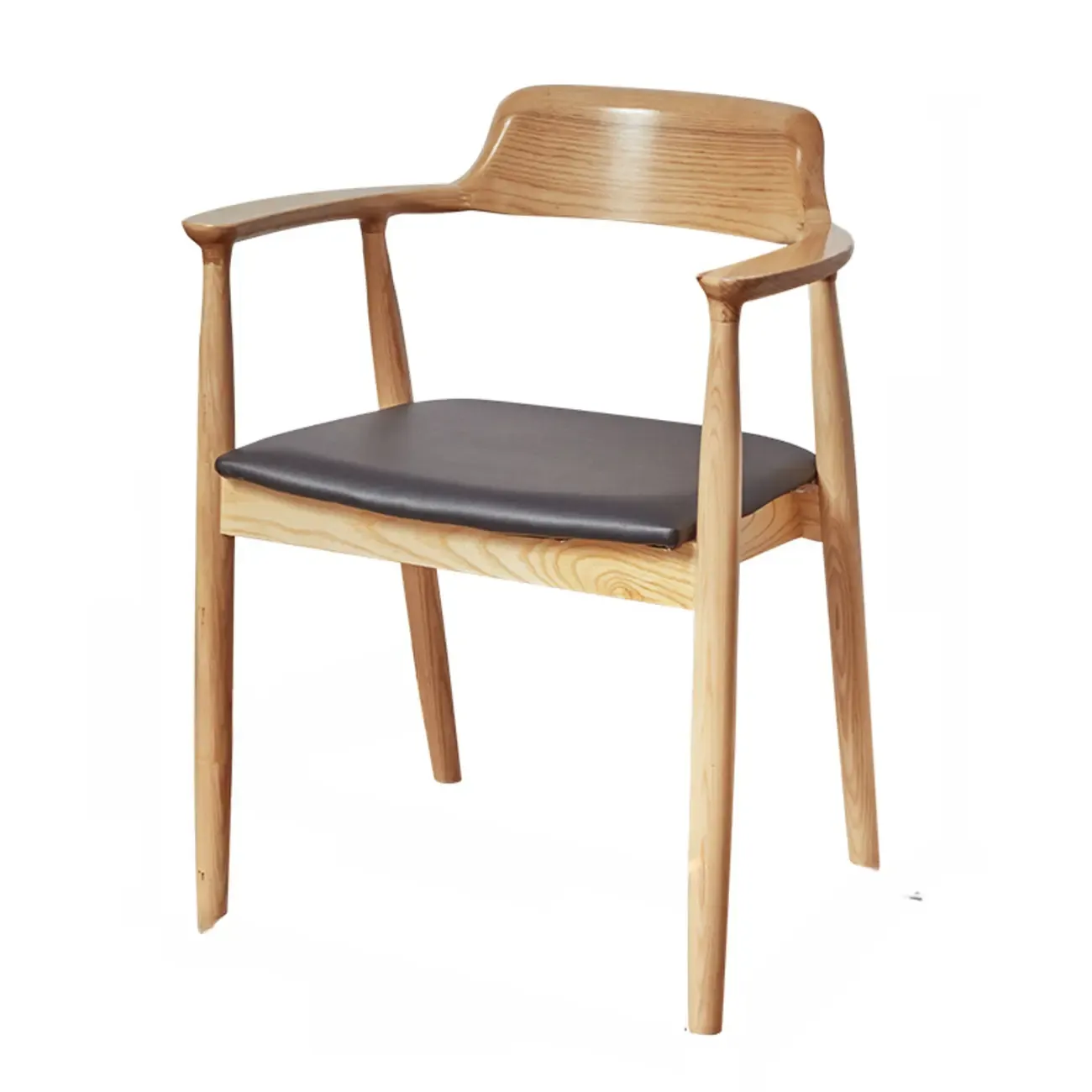 Simplistic Leather Upholstered Dining Chair Wooden with Armrest Image - 17