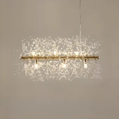 Golden Geometric Crystal Island Light Adjustable Hanging Length Image - 8
