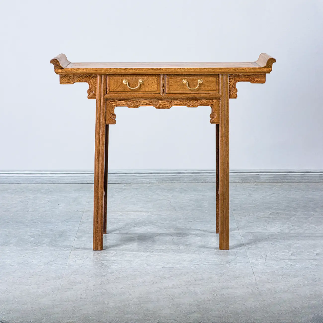 Oriental Brown Wooden Console Table with Drawers Image - 2 | homeyfad