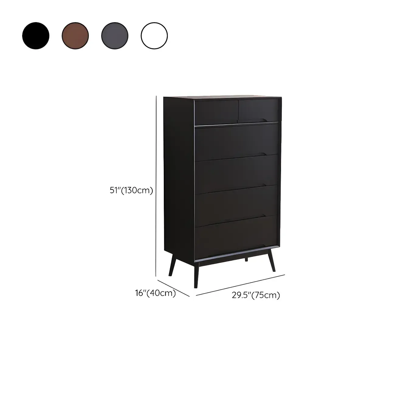 Retro Black Wood Dresser with Drawers for Bedroom Image - 19