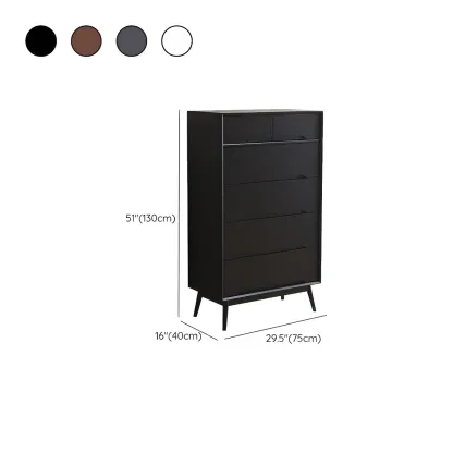 Retro Black Wood Dresser with Drawers for Bedroom Image - 19