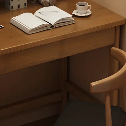 Modern Wooden Kids Writing Desk with Drawer and Chair Set Image - 7