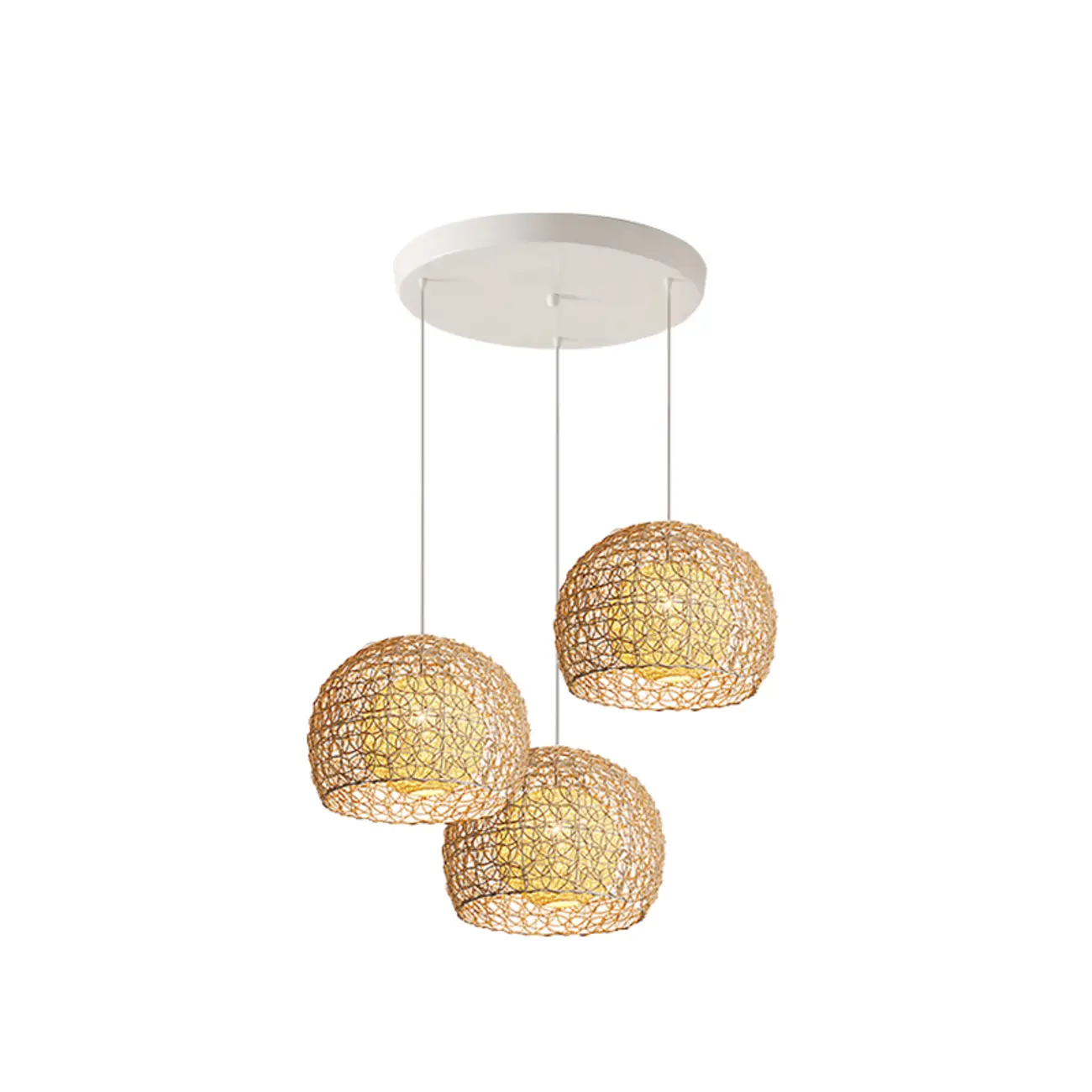 Japanese Rattan Round Lantern Pendant Light for Dining Room Image - 3 | homeyfad