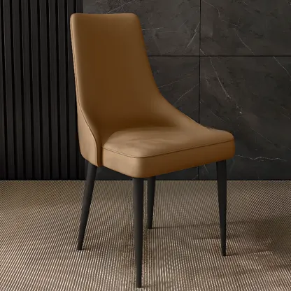 Modern Armless Faux Leather Upholstered High Back Dining Chair Image - 9