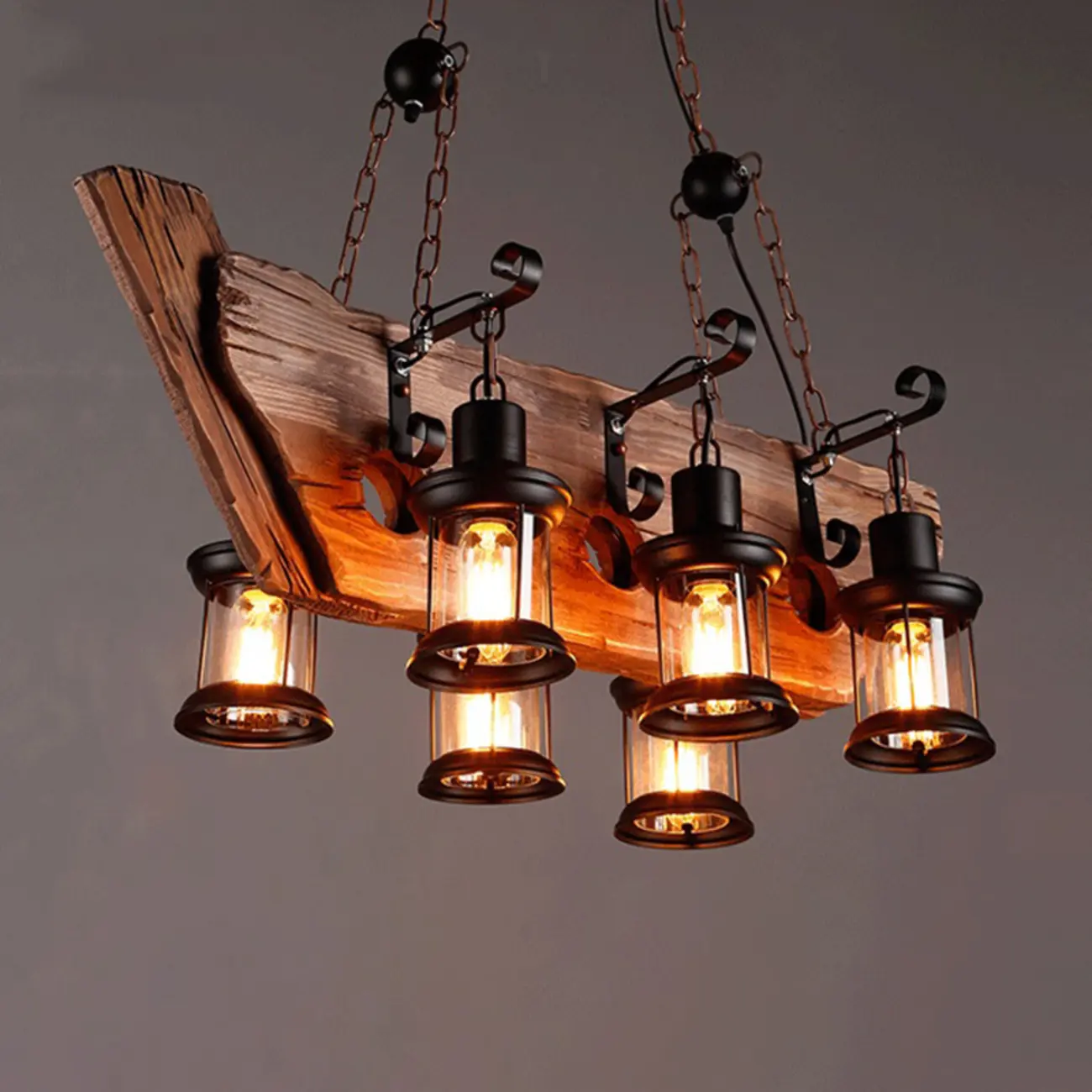 Industrial Island Light Brown Steampunk Cylindrical Pendant Light Image - 9 | homeyfad