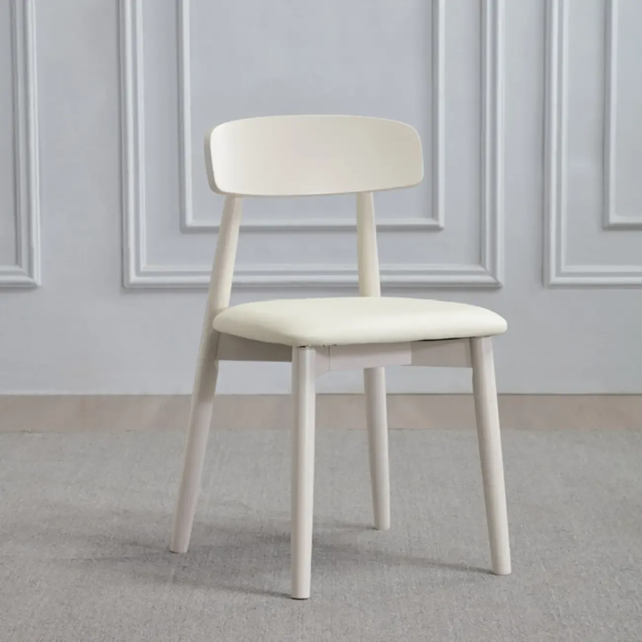 Scandinavian Wooden Low Back Upholstered Dining Chair Image - 2