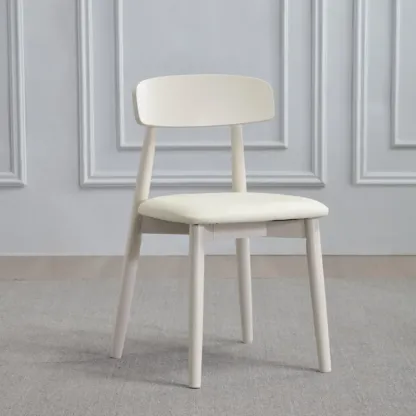 Scandinavian Wooden Low Back Upholstered Dining Chair Image - 2