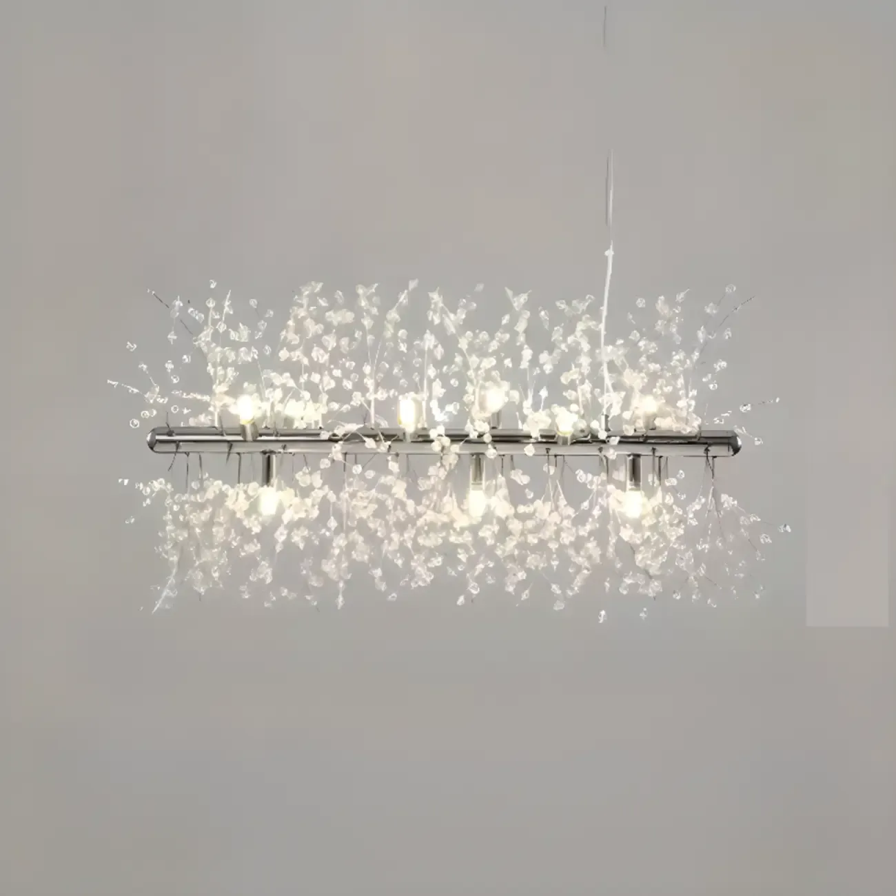 Golden Geometric Crystal Island Light Adjustable Hanging Length Image - 9