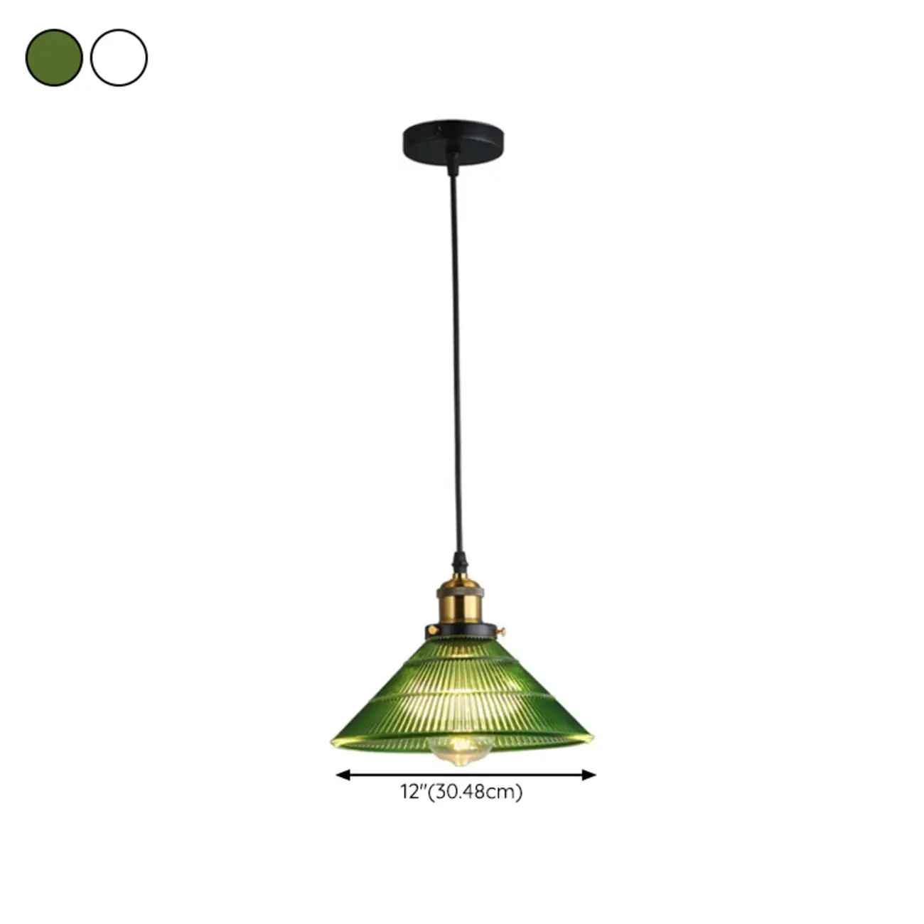 Vintage Green Cone Stained Glass Pendant Lamp with Stripes for Decor Image - 12 | homeyfad