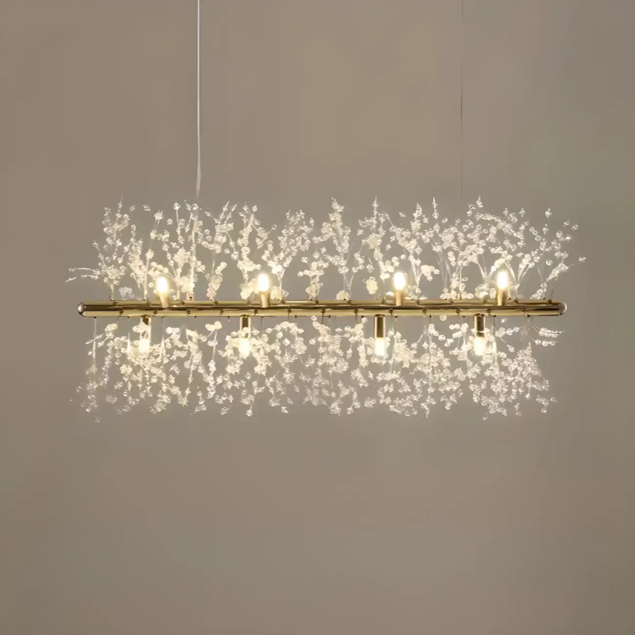 Golden Geometric Crystal Island Light Adjustable Hanging Length Image - 10