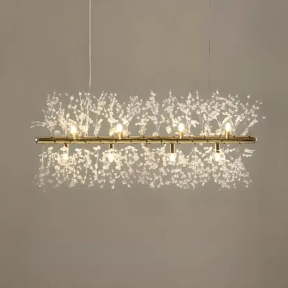 Golden Geometric Crystal Island Light Adjustable Hanging Length Image - 10