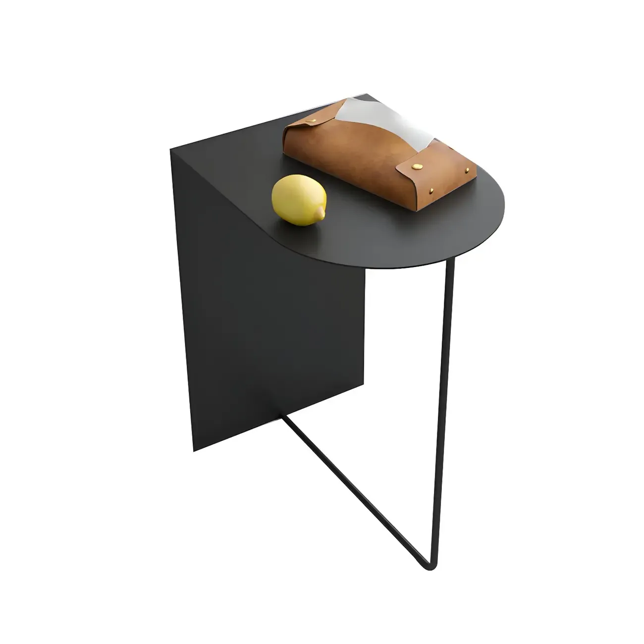 Simple Round Metal Bedside Table in Black with Shelf  Image - 13