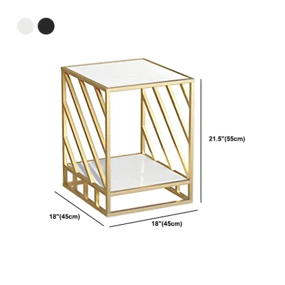 Luxury Bedside Table with Metal Frame in Black Stone Countertop Image - 17