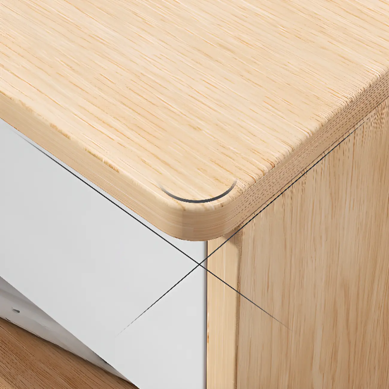 Modern Wooden Nightand with White Drawer and Open Storage Image - 9 | homeyfad