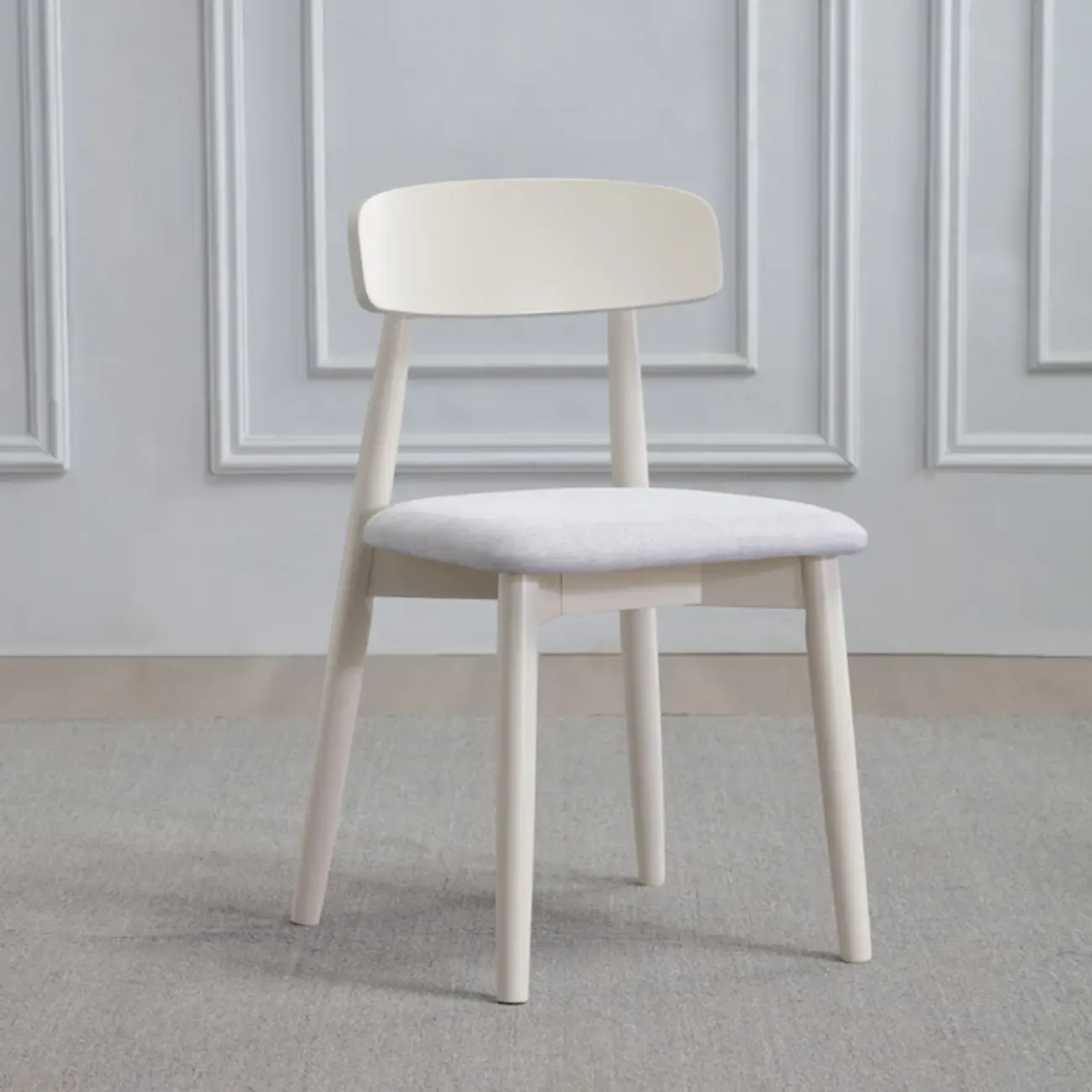 Scandinavian Wooden Low Back Upholstered Dining Chair Image - 4