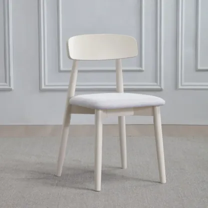 Scandinavian Wooden Low Back Upholstered Dining Chair Image - 4