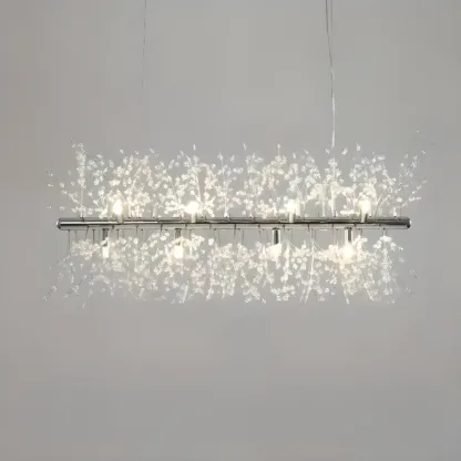 Golden Geometric Crystal Island Light Adjustable Hanging Length Image - 11