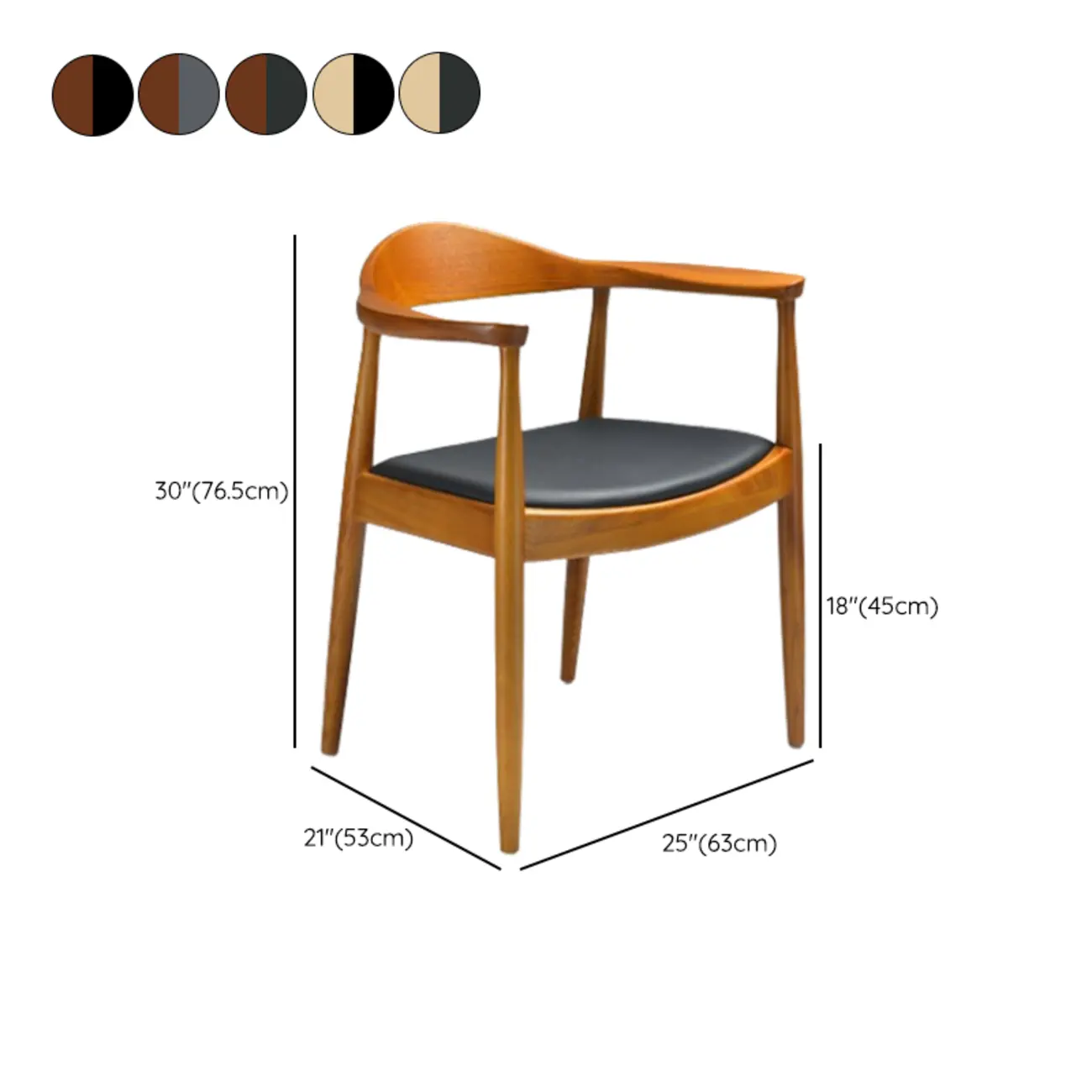 Simplistic Leather Upholstered Dining Chair Wooden with Armrest Image - 21 | homeyfad