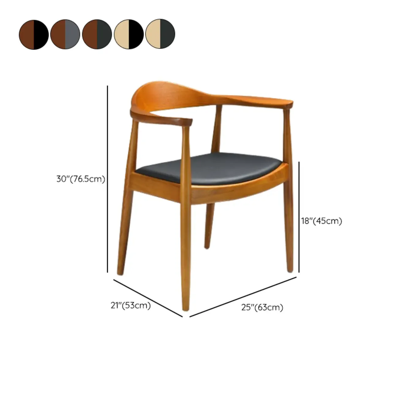 Simplistic Leather Upholstered Dining Chair Wooden with Armrest Image - 21