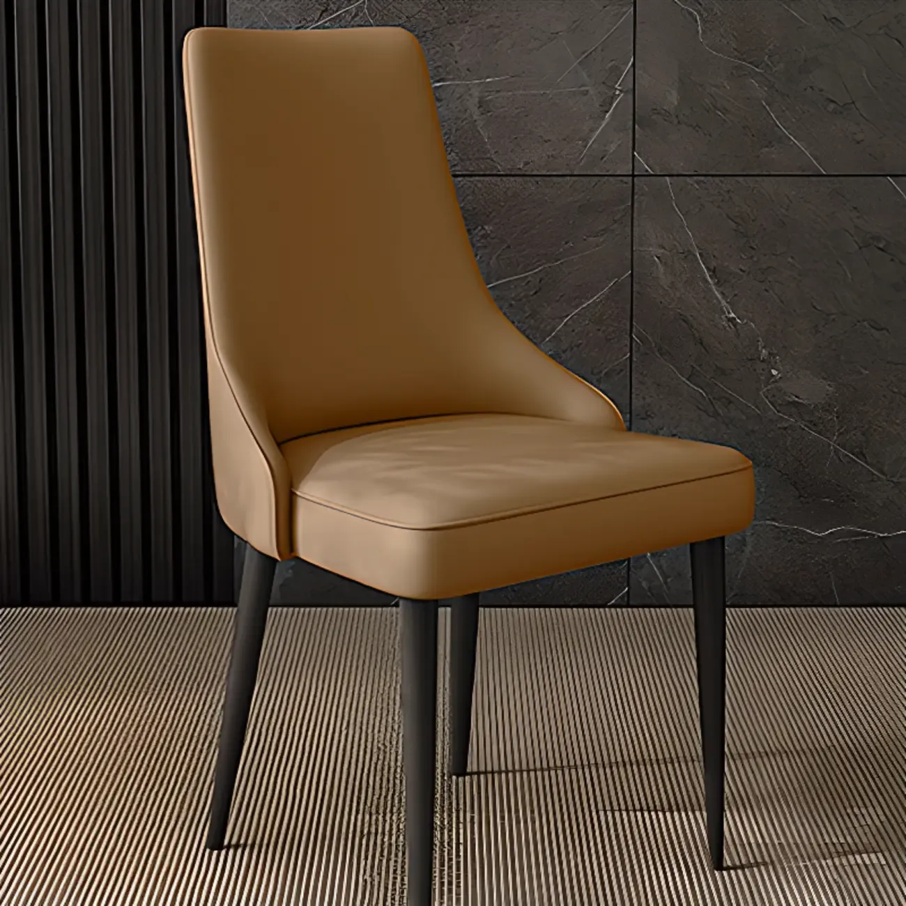 Modern Armless Faux Leather Upholstered High Back Dining Chair Image - 12