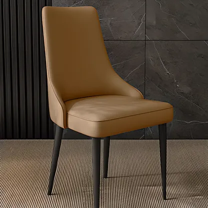 Modern Armless Faux Leather Upholstered High Back Dining Chair Image - 12