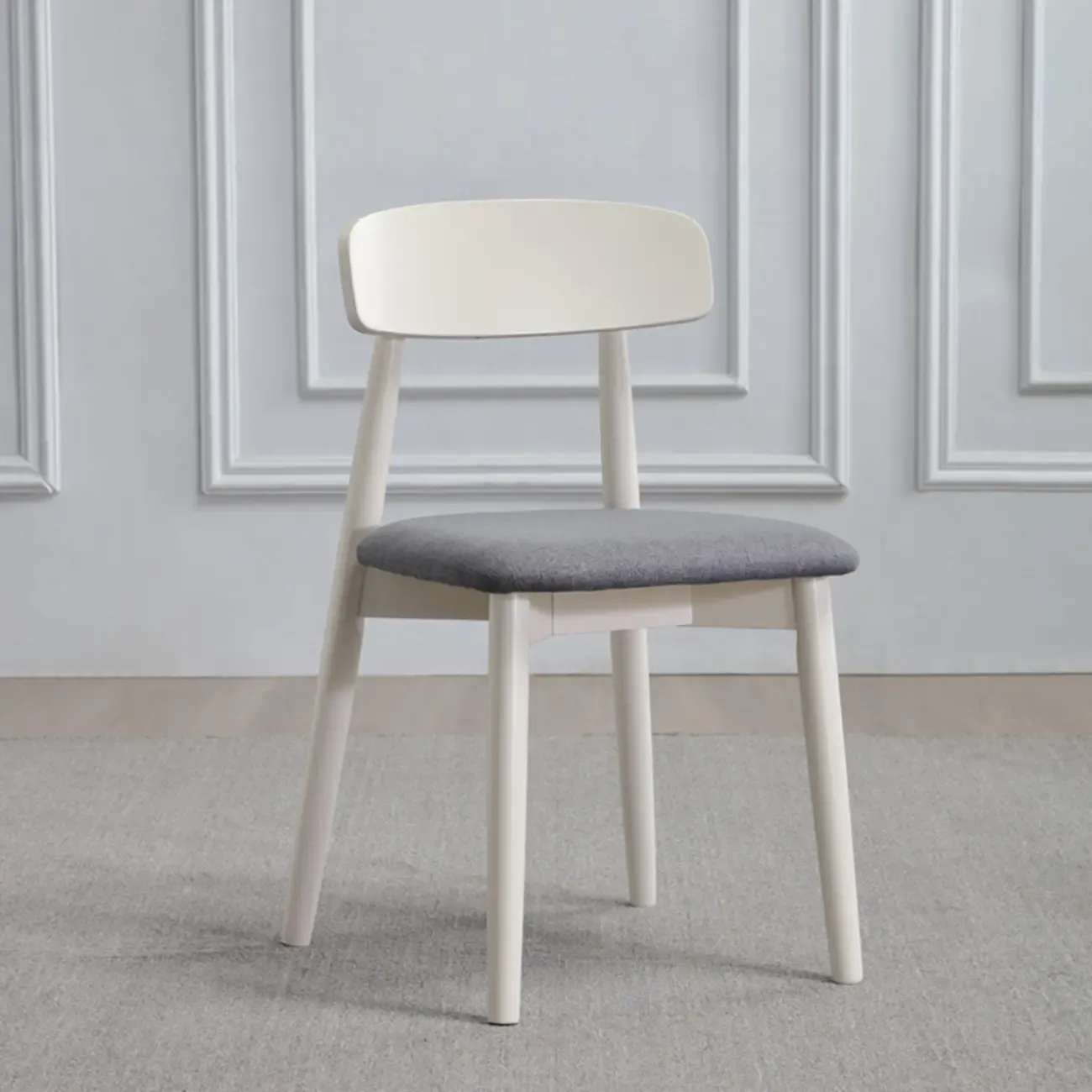 Scandinavian Wooden Low Back Upholstered Dining Chair Image - 5