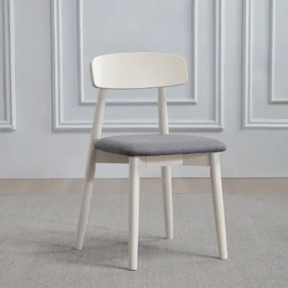 Scandinavian Wooden Low Back Upholstered Dining Chair Image - 5