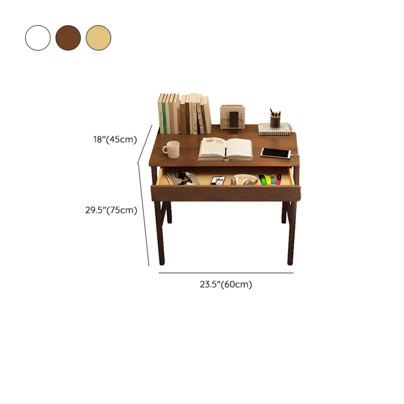 Modern Wooden Kids Writing Desk with Drawer and Chair Set #size